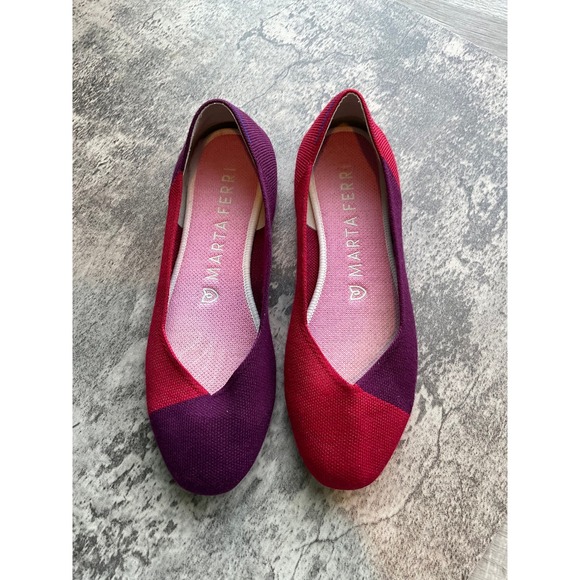 Rothy's Shoes - Rothy's Marta Ferri Merino wool Cherry Violet Block Slip-On Round Flats size 10